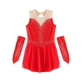 thumbnail image 5 of CHICTRY Kids Girls Modern Lyrical Dancewear Patchwork Fancy Skating Ballet Dance Performance Dress Red 6, 5 of 7