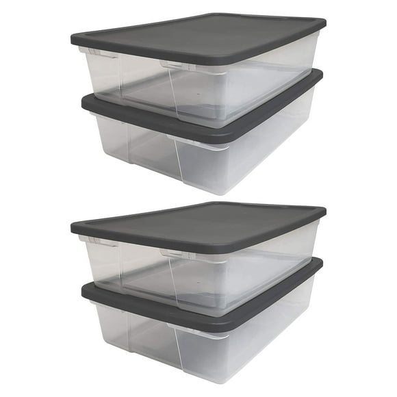 Homz Snaplock 28 Qt Clear Organizer Storage Container Bin with Lid (4 Pack)