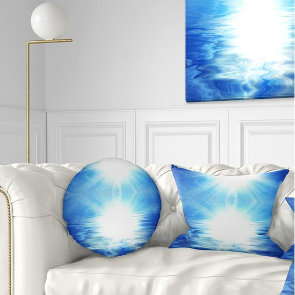 Designart Blue Sky Mirrored in Blue Sea - Seascape Throw Pillow - 12x20