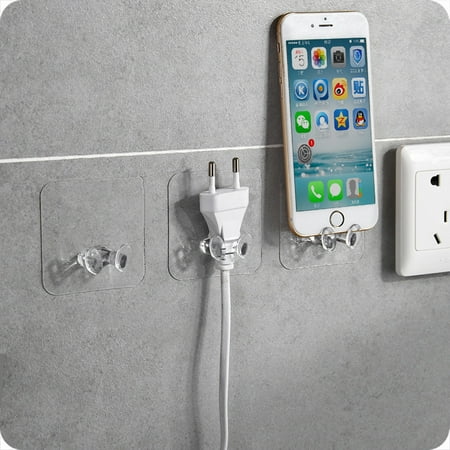 

VogueV Hooks Holder Power 2Pc Socket Office Wall Storage Hanger Plug Home Hook Wall Adhesive Housekeeping Organizers