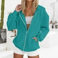 thumbnail image 5 of safuny Womens Zip Up Hoodies Sweatshirt Fleece Jackets Soft Zip Up Hoodie Fall Winter Fashion Coat Sky Blue _l XL, 5 of 7