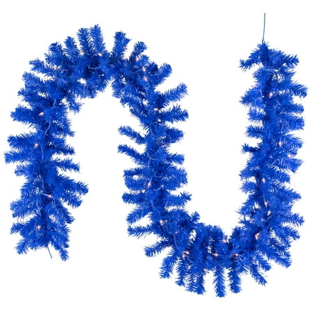 Northlight Pre-Lit Artificial Pine Christmas Garland - 9' - Royal Blue - Clear Lights