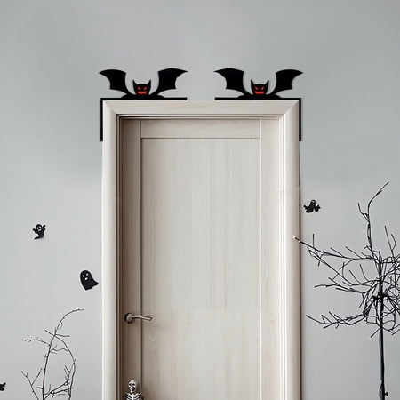Corner Web Stickers for Door Frame and Window Halloween Bats Pumpkins Wall Decoration Set(B)