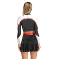 thumbnail image 2 of TiaoBug Women Girls Cheer Leader Uniform Dress Cheerleading Outfits Sparkle Long Sleeve Crop Top with Skirt Set Black&Red XL, 2 of 7