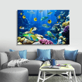 thumbnail image 2 of Rosework Framed Canvas Wall Art, 48x36 Inch, Ocean Wall Art and Blue Beach Wall Decor With Fish, Made In USA, 2 of 6