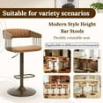 thumbnail image 6 of Dayalane Modern Adjustable Height Swivel Bar Stools Set of 2, Barrel Wooden Back BarStools with PU Leather Upholstery, Heavy-Duty Metal Base Counter Stools for Kitchen Island & Pub, Brown, 6 of 10
