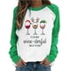 thumbnail image 1 of Camiseta de manga larga con estampado de copa de vino de Navidad a juego de colores raglán con cuello redondo informal para mujer Top de manga larga con cuello redondo/camisa Pompotops  FGAJ9362, 1 of 6