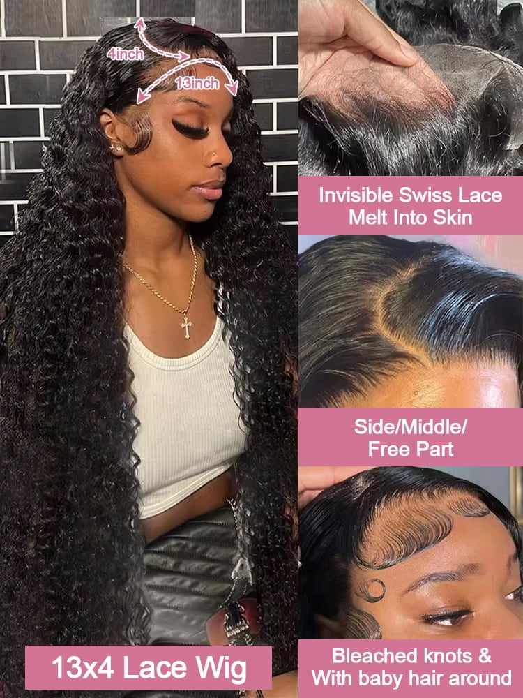 300 Density 40 Curly Water Wave 13x6 HD Lace Frontal Wig Brazilian Front Wigs Deep Wave Human Hair for Women Preplucked 46 Inch from Typpkmm