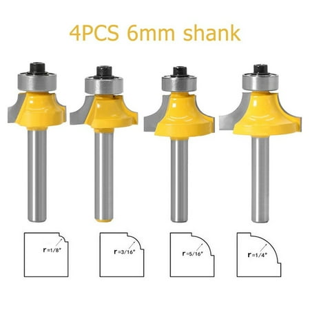 

4pcs 6mm Shank Corner Round Over Router Bits with Bearing Milling Cutter