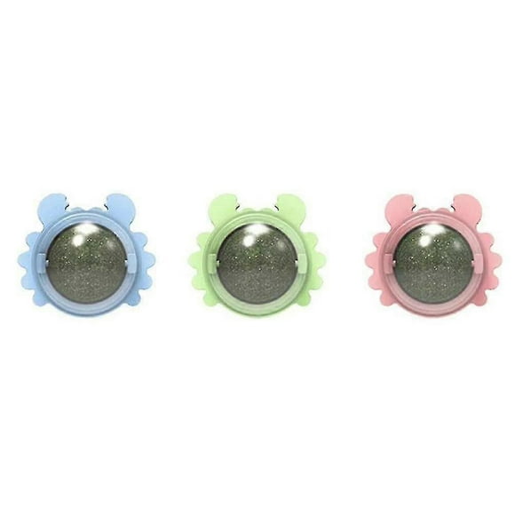 3pcs Catnip Wall Ball Toys Edible Licking Toy Chew Toy Teeth Cleaning Bite Toy Rotatable Indoor Toy