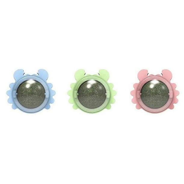 3pcs Catnip Wall Ball Toys Edible Licking Toy Chew Toy Teeth Cleaning Bite Toy Rotatable Indoor Toy