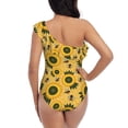 thumbnail image 5 of Gaeub Bees and Sunflowers Women's One Shoulder Ruffle Tummy Control Swimwear for Swimming Surfing Beach Party - X-Large, 5 of 8