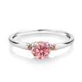 thumbnail image 2 of Gem Stone King Pink Lab Grown Diamond Solitaire Engagement Ring in 925 Silver and 10K Rose Gold | 0.50 Cttw | Round 5MM | April Birthstone | Two-Tone Anniversary Promise Ring for Women Her | Size 9, 2 of 4