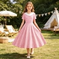 thumbnail image 2 of Tfken Girls Dresses Soft Comfy Holiday Travel Girls A Line Dresses Polka Dot Print Casual Fashion Party Child Classic Clothes Size 12-13 Years, 2 of 4