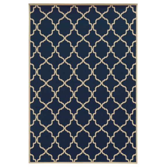 Sphinx Riviera Indoor/Outdoor Area Rug 4770L Patio Navy Diamond Trellis 2' 5" x 4' 5" Rectangle