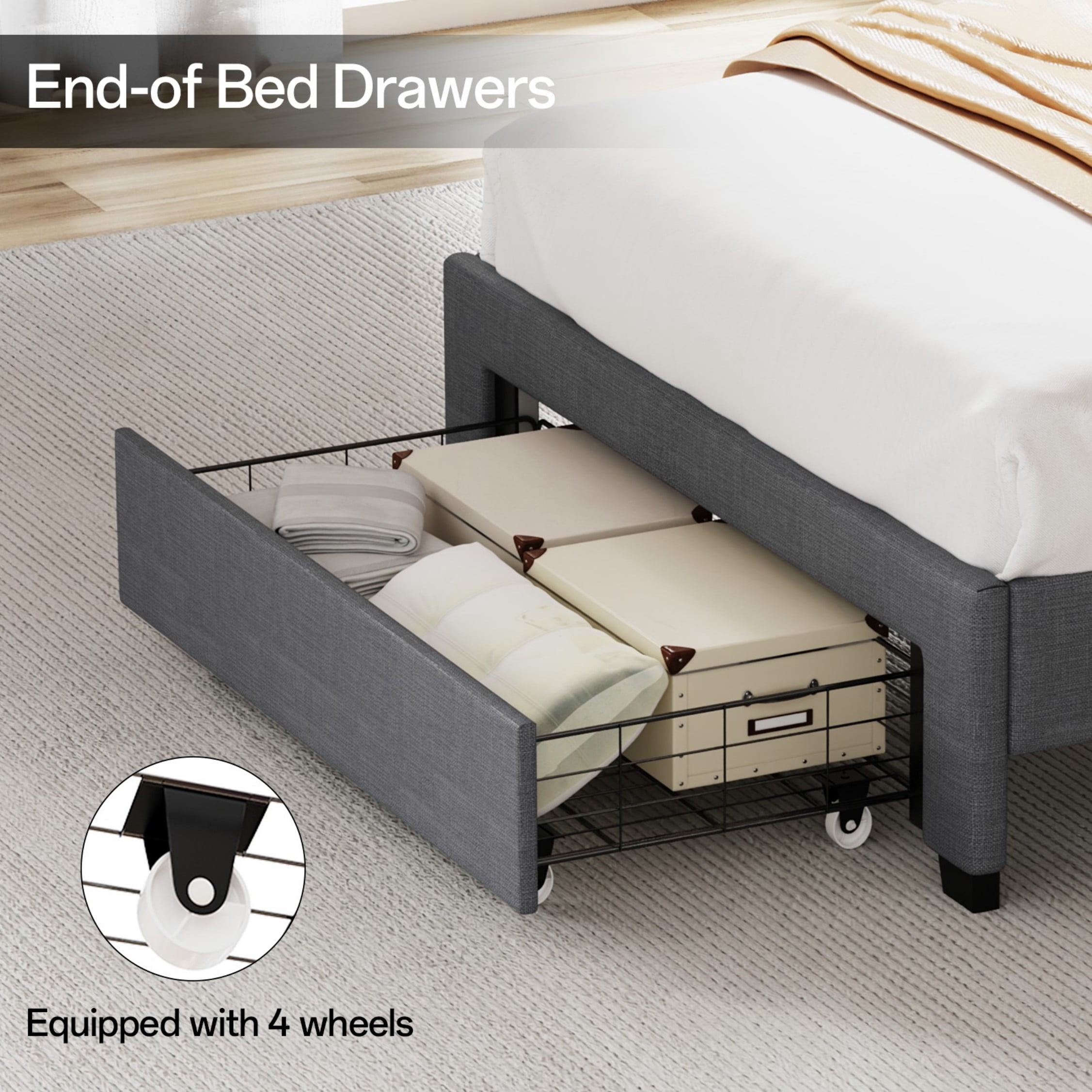 BSHTI Dark Gray Linen Twin Bed Headboard with LED Lights & USB Charging Station – Multi-Storage Upholstered Headboard with Open Shelves & Hidden Compartment – Easy Installation