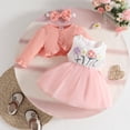 thumbnail image 2 of Tisuna Kids Girls Fall Outfit Set Fashion Long Sleeve Crew Neck Floral Print Tops Coat And Dress Outfits Children'S 2 Pieces Daily Wear Matching Set Size 9-12 Months, 2 of 7
