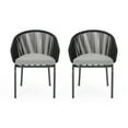 thumbnail image 2 of Olurrisa Black Woven Rope Chair Set of 2, Modern Outdoor Club Chair with Water-Resistant Cushions & Iron Frame, 2 of 8