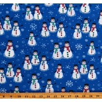 Cotton Snowmen Snowman Snowflakes Holidays Winter Christmas Blue Cotton Fabric Print by the Yard (D507.53)