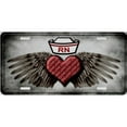 thumbnail image 1 of Plaque d'Immatriculation en Métal pour Infirmière Registrée avec Cœur et Ailes, 1 of 2