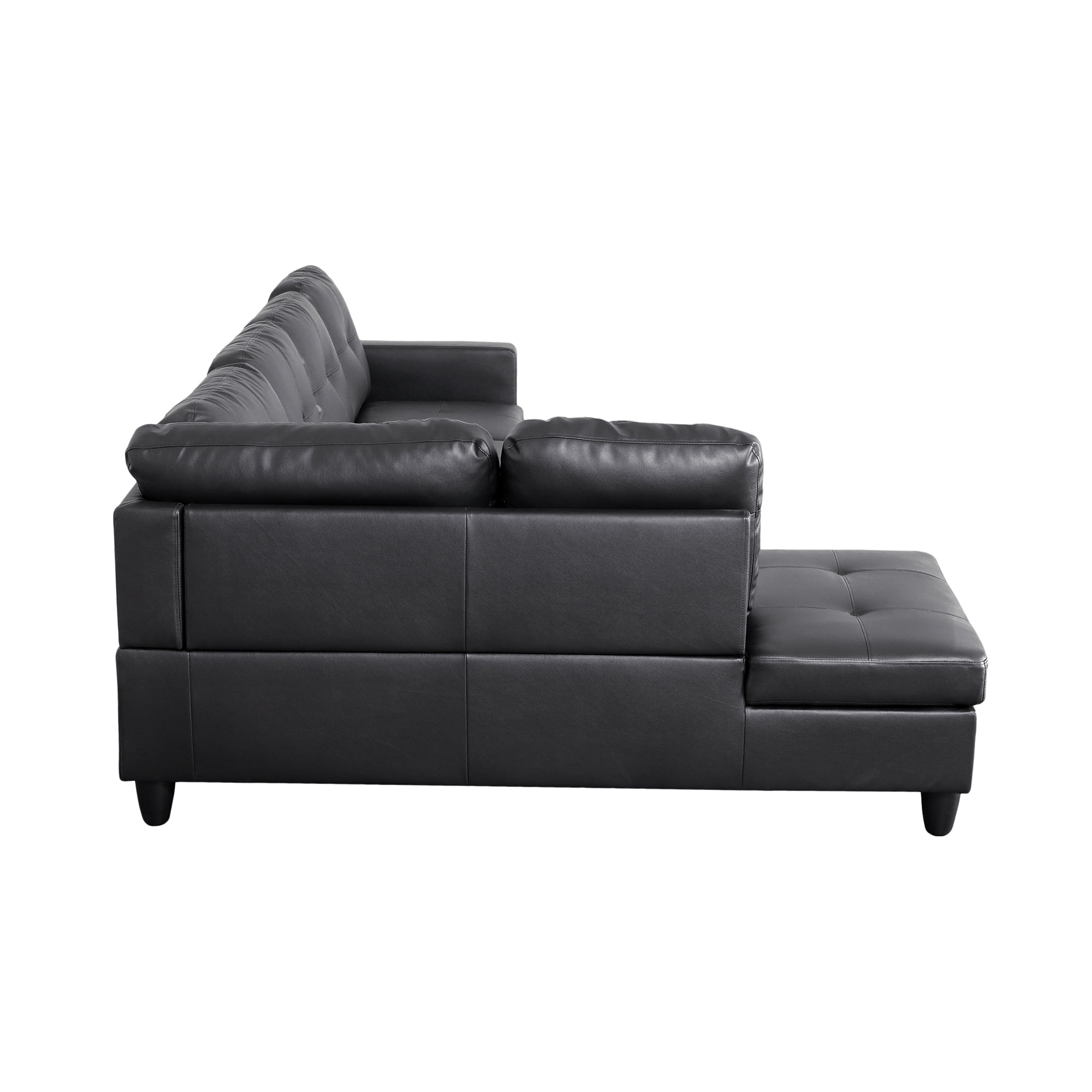 MAYEERTY 103.5" Modular Sofa, 3-Piece Sectional Couches for Living Room, Faux Leather Sofa Set with Ottoman, Black(Left)