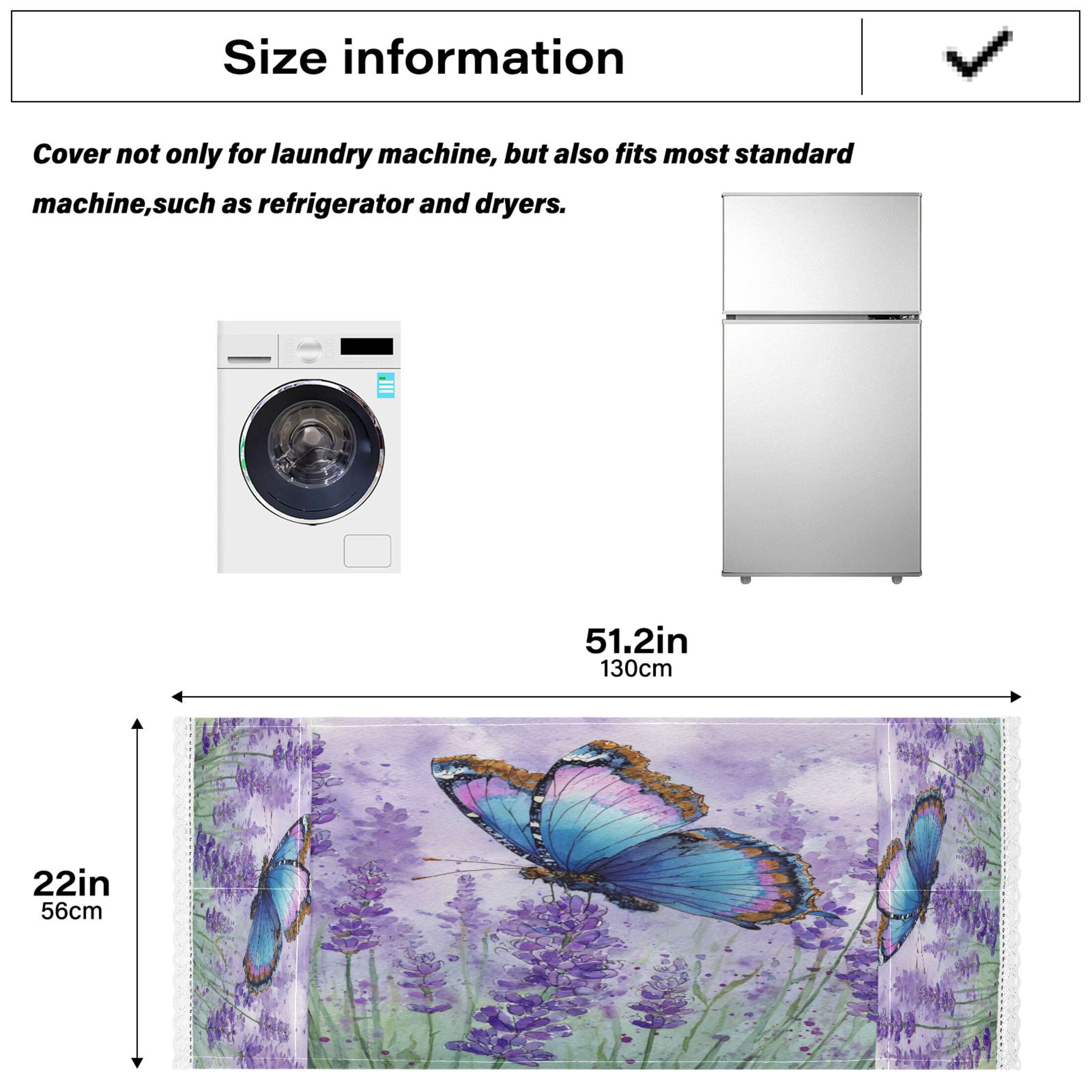 Wobogo Lavender Morpho Butterfly Washing Machine Cover Dustproof Washer Dryer Cover Waterproof Laundry Room Decorative Protector