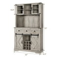 thumbnail image 2 of EastVita 72" Farmhouse Bar Cabinet with Sliding Barn Door, Tall Kitchen Buffet Rustic Coffee Wine Bar Sideboard Gray, 2 of 7