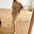 thumbnail image 5 of SELONE Two Piece Sweater Skirt Outfits For Women Long Sleeve Pullovers Calf Length Pencil Skirt High Neck Lounge Polyester Curvy Fit Casual Sets Solid Outfits Streetwear Fall Wintern Clothes Khaki, 5 of 5