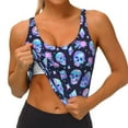 thumbnail image 3 of Pofeuu star Skull flower crystal Print Sports Bra for Women Sexy Vest Yoga Running Gym Fitness Crop Bras Tops-, 3 of 8