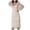 White, variant on Fesfesfes Women Dress V-neck Embroidered Mesh Long Sleeve Zipper Solid Mid-Calf Dress Party Dress Tops on