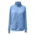 thumbnail image 4 of Fiaer,Half Zip Plus Size Sweatshirts for Women,Womens Loose Fit Casual Trendy Long Sleeve Lapel Collared V Neck Pullovers with Pocket Light Blue S, 4 of 4