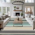 thumbnail image 3 of Teal Blue Striped Area Rugs 5'x7', Washable Small Throw Rugs for Laundry Room Playroom, Farmhouse Stripes Modern Abstract Art Indoor Outdoor Rug Non-Slip Low Pile Carpet Runner Reversible Floor Mats, 3 of 8