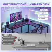 edx 50 Inch L Shaped Desk,Computer Desk Corner Desks Gaming Desk PC Table with CPU Stand for Home Office Dorm Sturdy Writing Workstation, Black