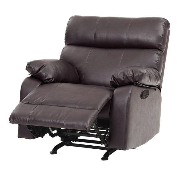Manny Dark Brown Faux Leather Upholstery Reclining Chair