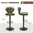 thumbnail image 2 of Daluvenix Bar Stools with Back Sets of 2 ,Modern Barstools Adjustable Faux Leather Upholstered Swivel Bar Stools, Counter Height Bar Chairs with Back for Kitchen Island,Green, 2 of 6