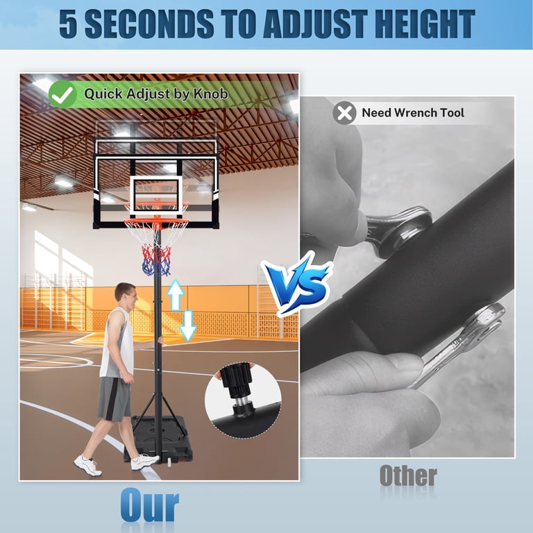Portable Basketball Hoop Outdoor For Kids And Adults, Segmart 44 Inch Adjustable Basketball Hoop Outdoor Quickly Height Adjusted 4 9 10ft Kids Shatterproof Backboard Youth Adults Play Backyard Courts Indoor