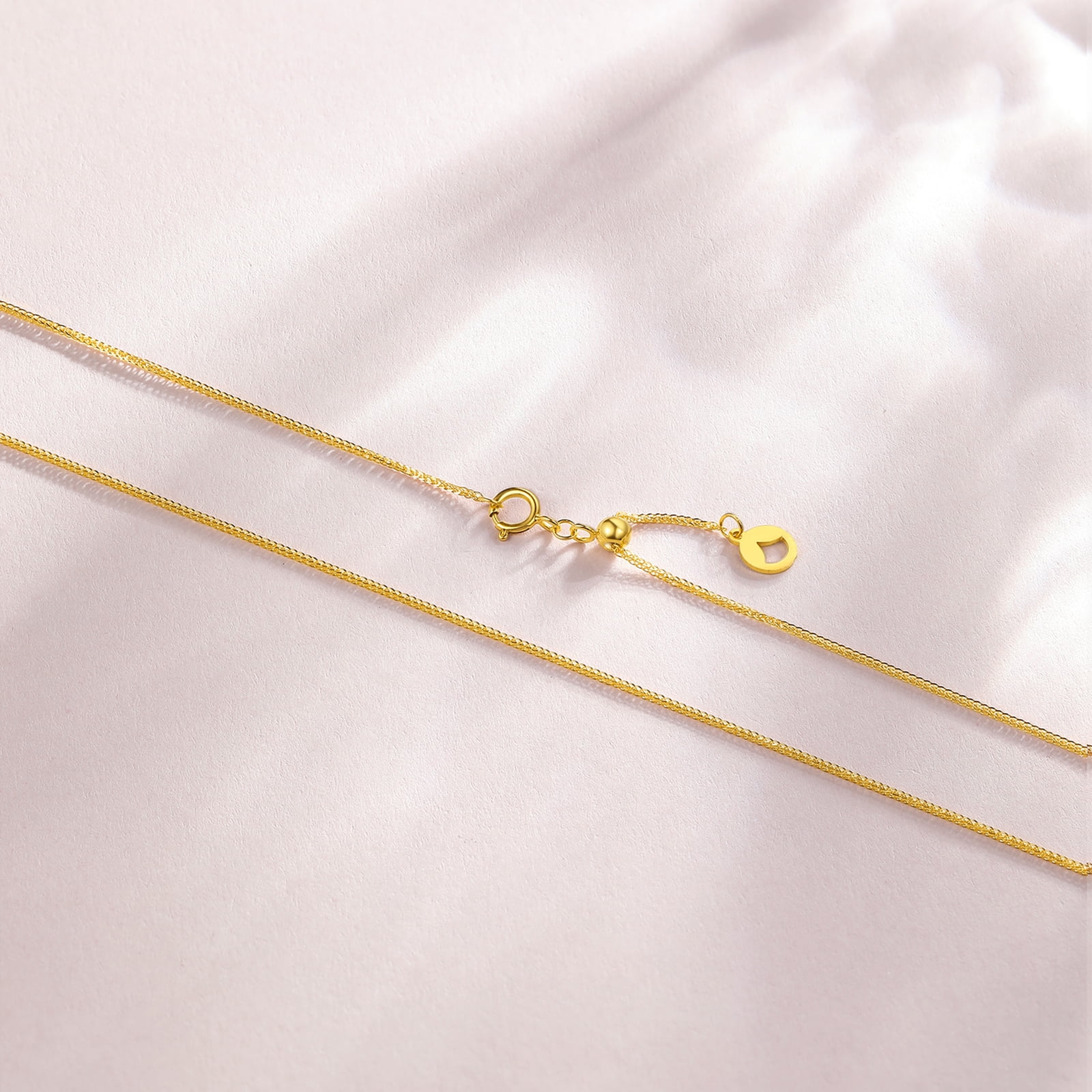 ZHOU LIU FU 18K Gold Diamond-Cut Singapore Chain Necklace - Adjustable Minimalist 3mm Dainty Chain for Women 18.1" C0510269