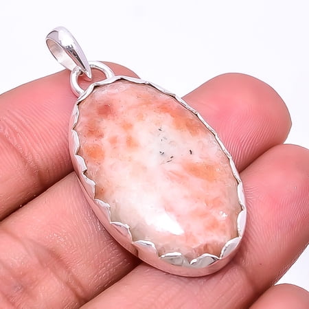 Golden Sunstone -Madagascar Designer Handmade 925 Sterling Silver Pendant 1.72", Orange Golden Sunstone Pendant P_8060_321_58