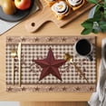 thumbnail image 2 of Placemats Set of 4, Texas Star Vintage Woven Placemat, Linen Place Mats for Kitchen/Dining Tables, Brown Checkered Berry Farmhouse Washable Table Mats for Party, 2 of 8