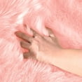 thumbnail image 3 of Soft Fluffy Chair Cushion 18"x18" Faux Sheepskin Non Slip Backing Square Chair Seat Mat Shaggy Pink Small Rugs Living Room Sofa, 3 of 6