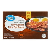 Great Value Hickory Smoked Fully Cooked, Refrigerated Bacon, 6.3 oz