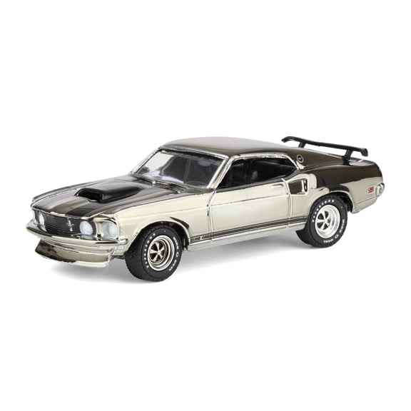 1969 Ford Mustang Boss 429 Silver Chrome Edition with Black "John Wick" (2014) Movie 1/64 Diecast Model Car by Greenlight