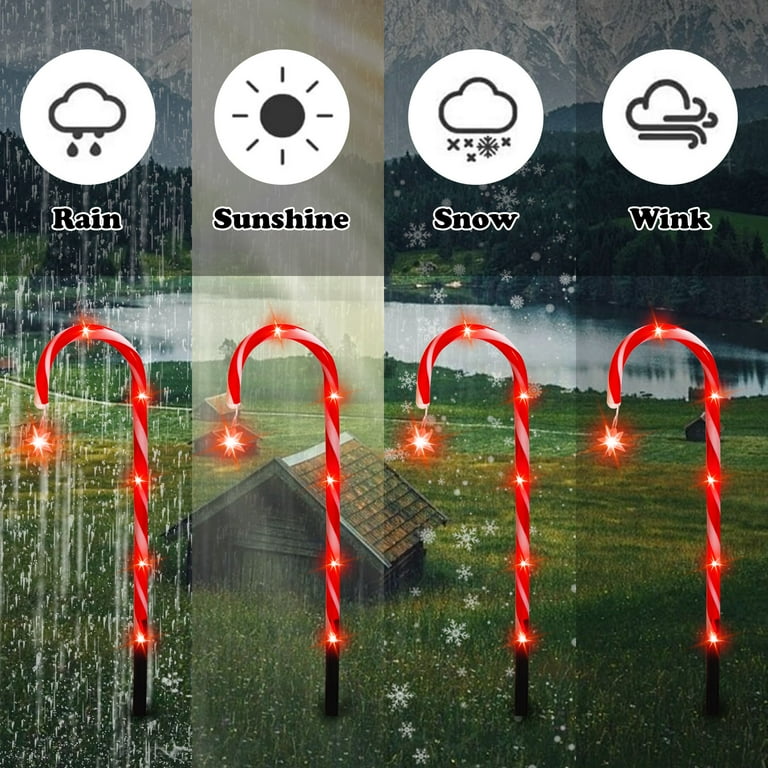 クリスマス LED キャンディースティック 10ピースセット US Candy Cane Lights - 10 Pack Candy Cane Pathway Lights, 10