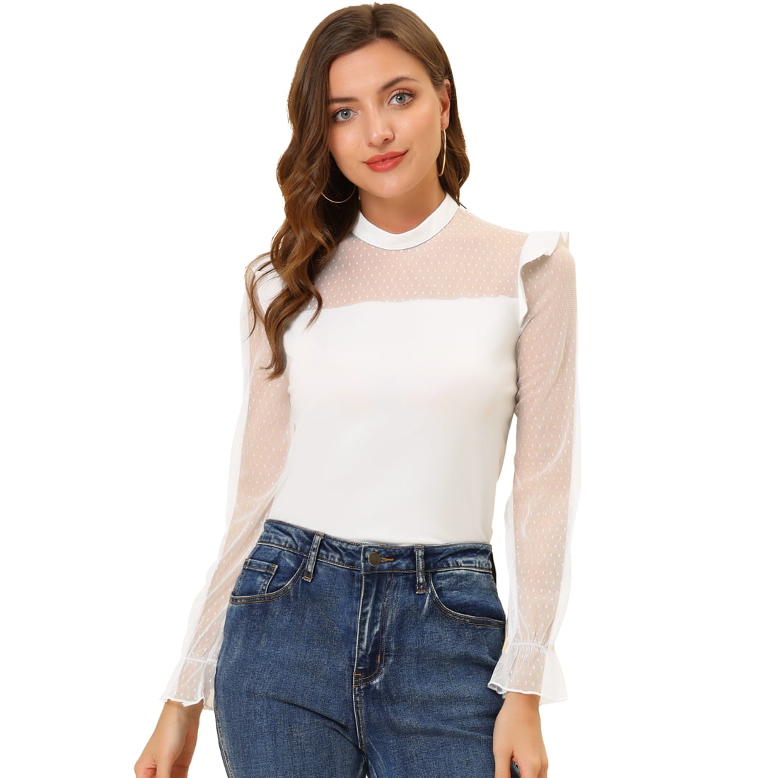 white sheer tie front top
