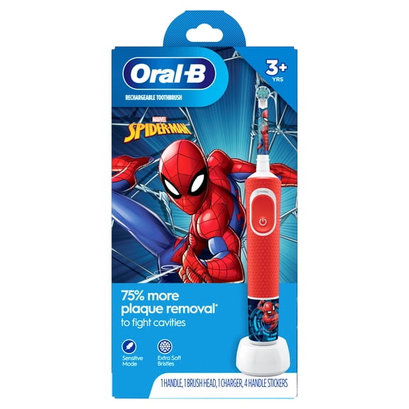 Oral-B Kids Electric Toothbrush featuring Marvel's Spiderman, for Kids 3 