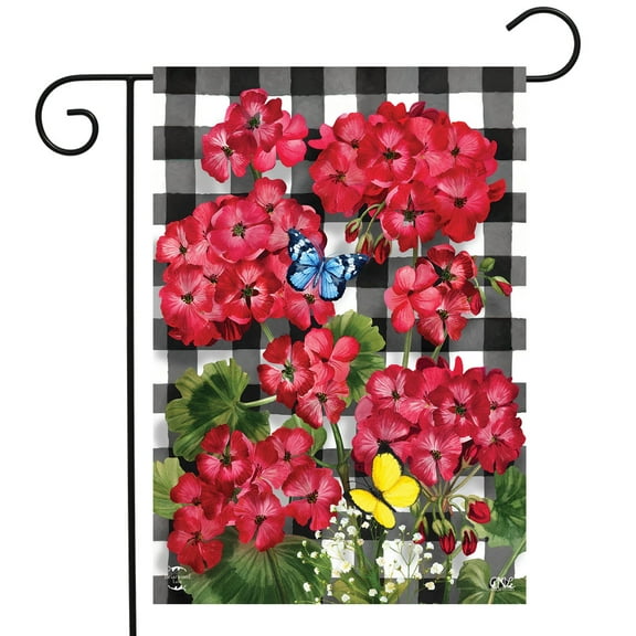 Briarwood Lane Checkered Geraniums Summer Garden Flag