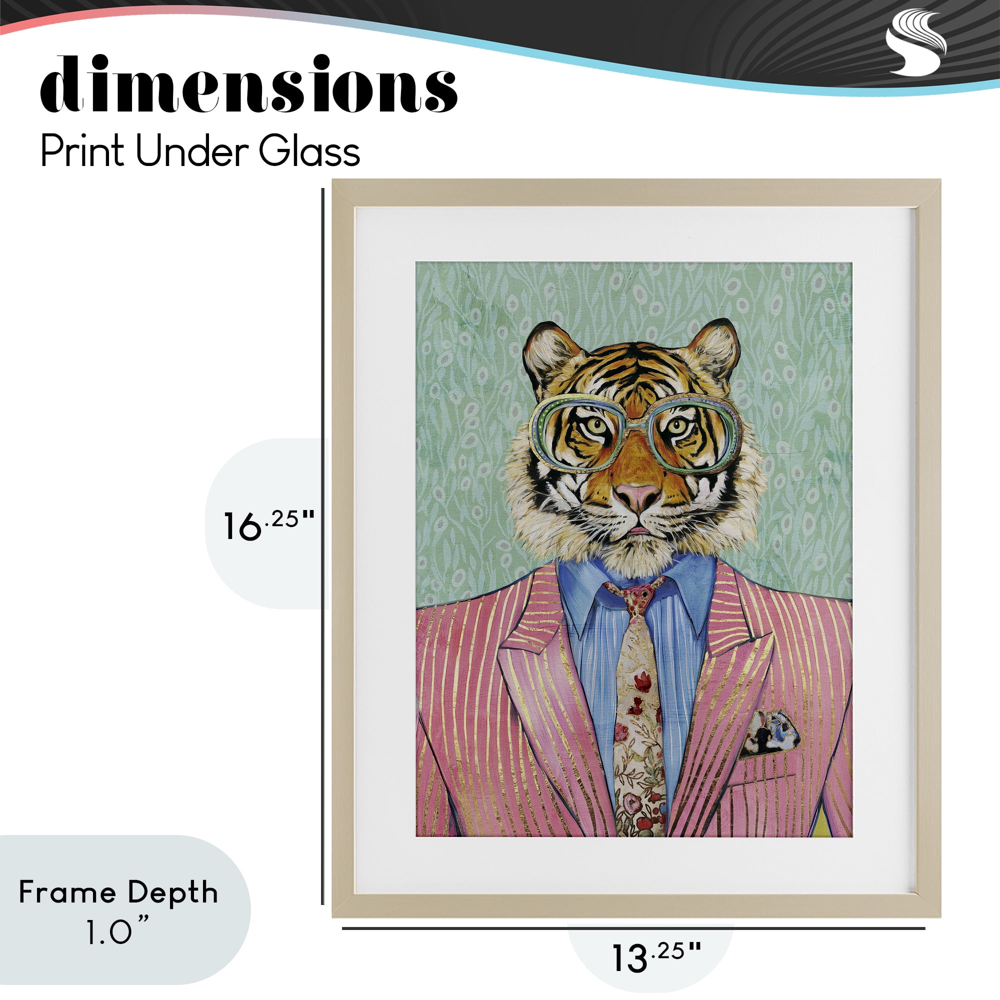 Stupell Industries Sharp Tiger Outfit Birch Framed Print Under Glass, design by Svetlana Aleynikova