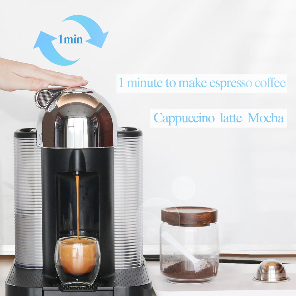Ritioner Stainless Steel Coffee Capsules,Reusable Coffee Capsule Cup Filter Set for Nespresso Vertuo Capsule Pod Vertuoline GCA1 and Delonghi ENV135 Coffee Machine 
