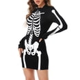 thumbnail image 4 of HDE Women's Skeleton Dress Halloween Costume Long Sleeve Mini Dress Black M, 4 of 6