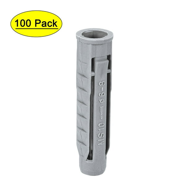 Tubo de expansión de plástico gris Uxcell 10x50mm 100 paquetes
